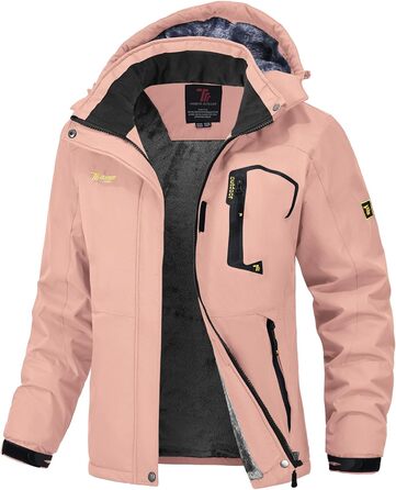 Жіноча флісова куртка, зимова куртка, водонепроникна, дихаюча, тепла, вітрозахисна софтшел куртка для активного відпочинку з капюшоном, рожевий колір