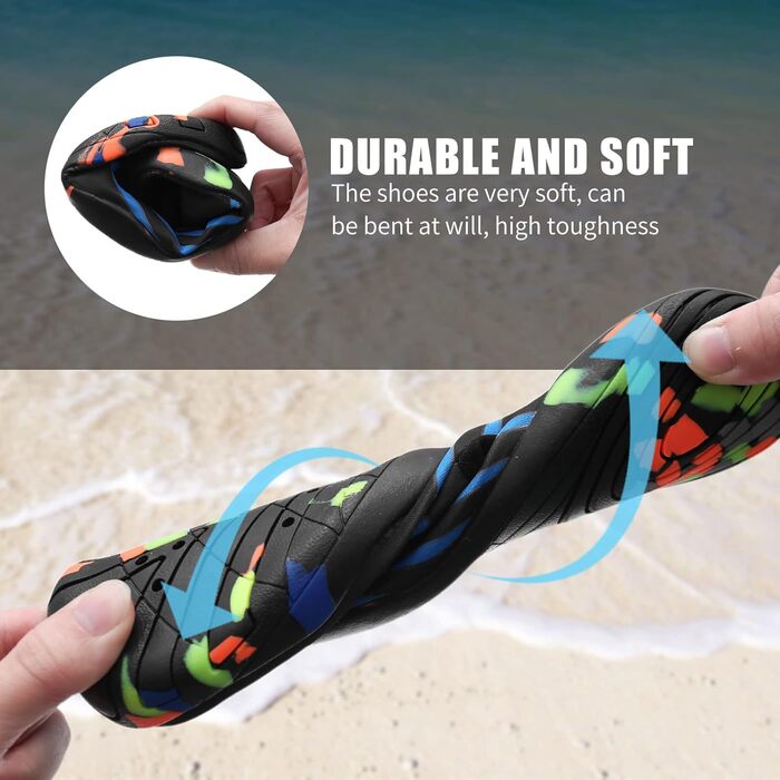 Водні черевики для жінок та чоловіків Tolaler: товсті, неслизькі, швидковисихаючі, міцні та довговічні для пляжу, подорожей та плавання (45 EU, B 02)