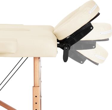 Масажний стіл Yaheetech з 2 зонами, портативний, регульована висота, дерев'яні ніжки, з підголовником та підлокітниками, 213 x 82 x 85,5 см, до 250 кг, кремовий