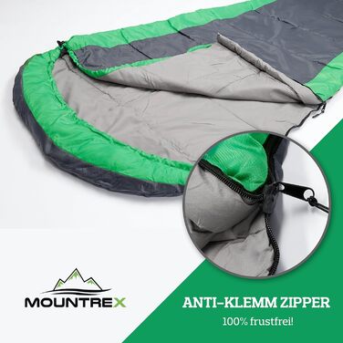 Сплячий мішок MOUNTREX® – ультралегкий та компактний (850г) – для відпочинку на природі, літній спальний мішок, мумієподібний (205x75 см) – малий об'єм при згортанні, легкий – для підлітків та дорослих + подарунок: надувне зелене подушечка для подорожей