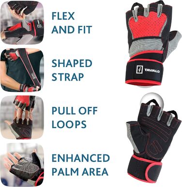 Рукавички для фітнесу та тренувань чоловічі Fitnesshandschuhe (L 19-22 см, сіро-чорні, червона спинка) для силових тренувань, бодібілдингу, кроссфіту. Без AZO та фталатів, сертифікат CE