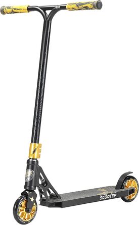Трюковий самокат STAR SCOOTER Pro Sport 120мм, алюмінієвий, HIC, для дітей від 7 років і дорослих, чорний/золотий