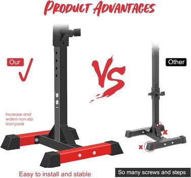 Стійка для штанги ISE Squat-Rack, 6 рівнів регулювання, 2 окремі стійки, сталева, до 200 кг, сертифікована EN 957