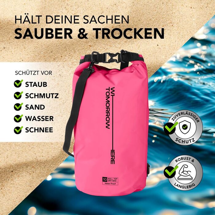 Водонепроникний рюкзак Dry Bag | Сумка-мішок Dry Bag | 2L, 5L, 10L, 20L | Для човнів, каяків, риболовлі та кемпінгу (Вертикальний, Рожевий)