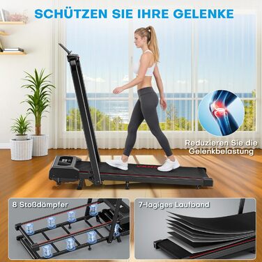 Vannect Walking Pad - складане бігове полотно для дому, 1-12 км/год, нахил 9%, LCD-дисплей, керування з пульта, додатком та ручкою, до 150 кг, чорно-синій