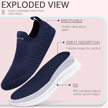 Жіночі кросівки Littleplum: дихаючі, легкі, спортивні, чорно-білі (41 EU, темно-синій)