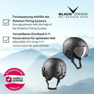 Гірськолижний шолом Black Crevice з візором Kirchberg, унісекс, дихаючий, з вентиляцією, регульований розмір S (51-53 см), колір gun metal