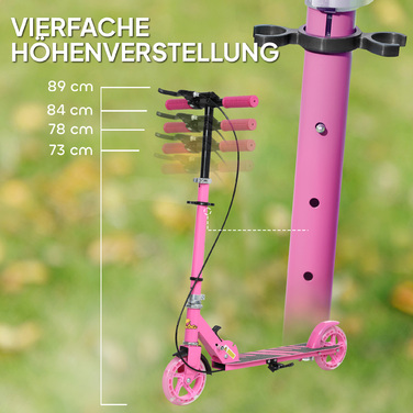 AIYAPLAY Scooter Дитячий складаний дитячий самокат з регульованою висотою керма, 2 колесами, що світяться, ручним гальмом і заднім гальмом Самокат Самокат для 3-8 років Діти рожеві | Аосом