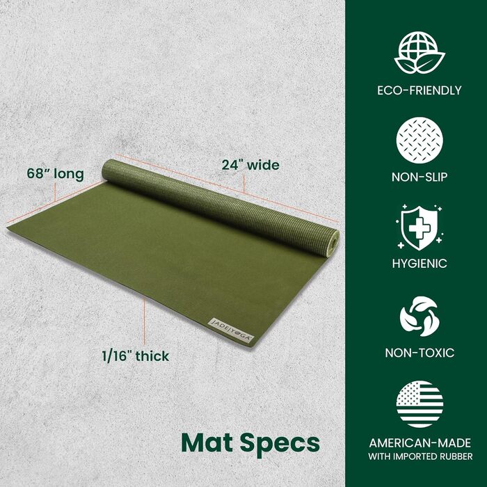 Йога-мат Jade Yoga Voyager 1,6 мм, оливковий, для подорожей