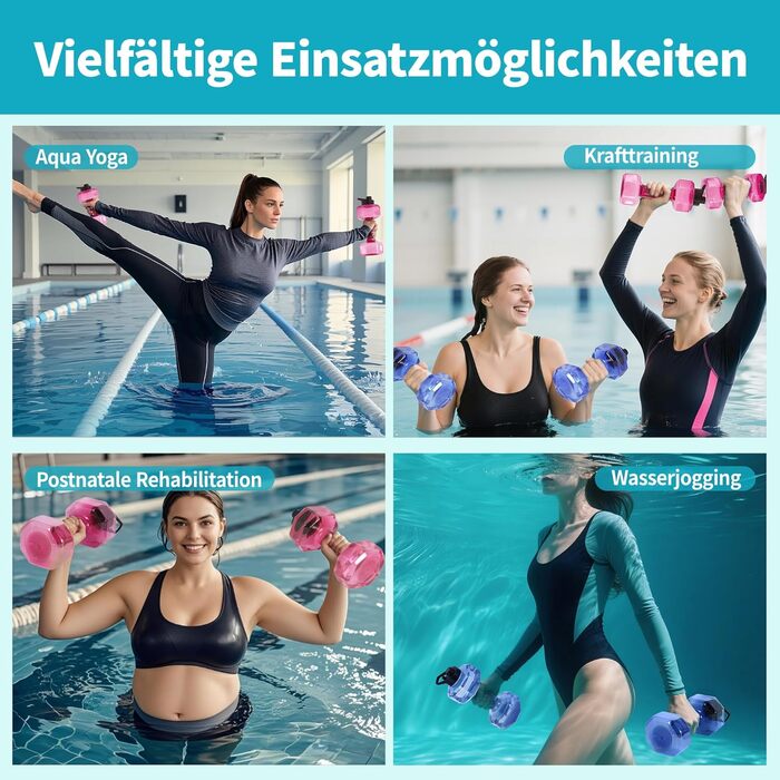 Вага для плавання Fstcrt, PE-вага для басейну, обладнання для аквааеробіки з неслизькою ручкою, для плавання, фітнесу у воді, акватерапії, блакитна