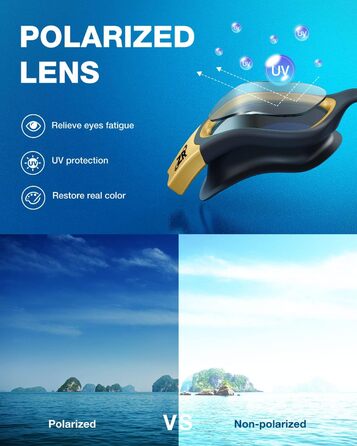 Окуляри для плавання ZIONOR G1 - поляризовані, унісекс, для дорослих та жінок, антизапітніння, 100% захист від УФ, один розмір (G1 MAX, G1-MAX-polarisierte SchwarzGold-Rauch)