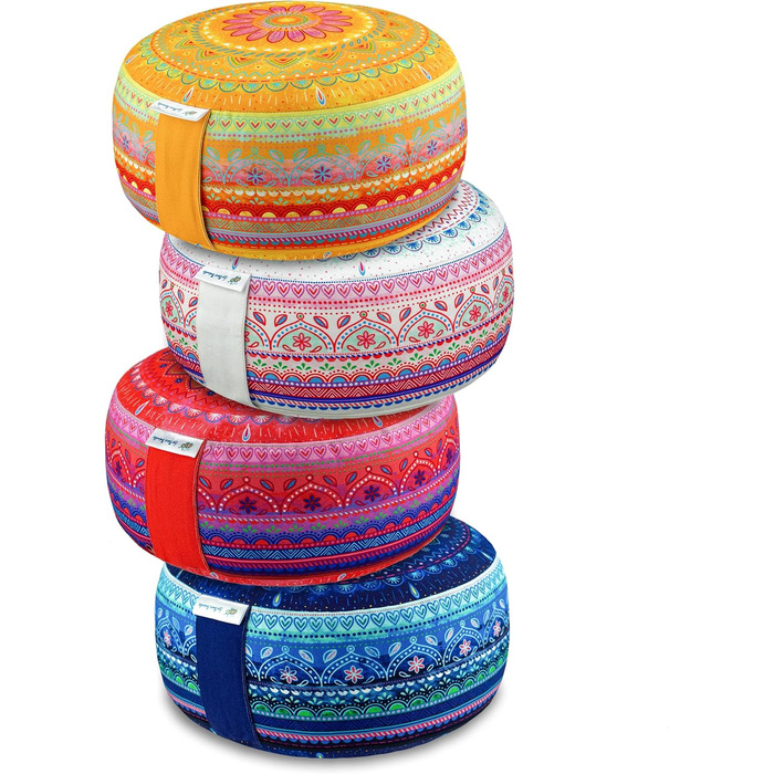 Подушка для медитації Bine Brändle Mandala: Подушка для йоги, сидіння на підлозі, висота 15 см, наповнювач з лушпиння гречки, сертифікат GOTS, бавовняний чохол Morgentau