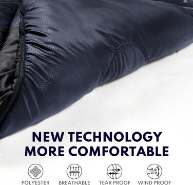 Спальний мішок XXL для дорослих, тепла погода, для кемпінгу, зимових походів, полювання та подорожей (3,2 кг, блакитний)