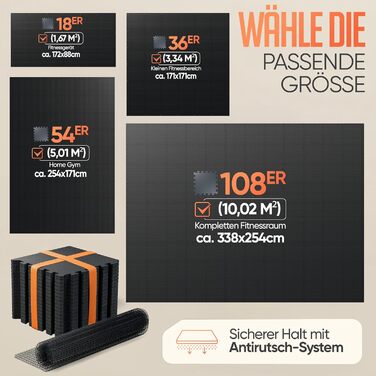 Фітнес-килимок Puzzle Anthracite 1.67 м² (18 матів) + Антиковзкий килимок в подарунок | Килимок для спорту, гімнастики, тренувань