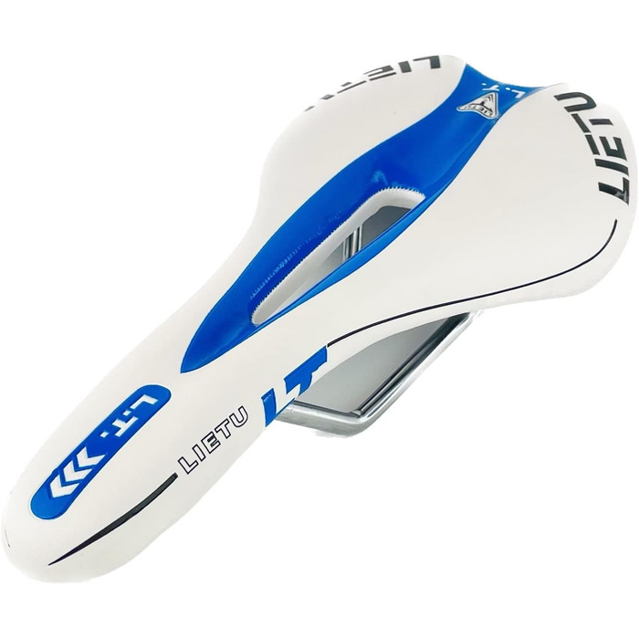 Велосипедне сідло Hallenwerk WEIß/BLAU: ергономічне, дихаюче, для MTB, туризму та гірського велосипеда