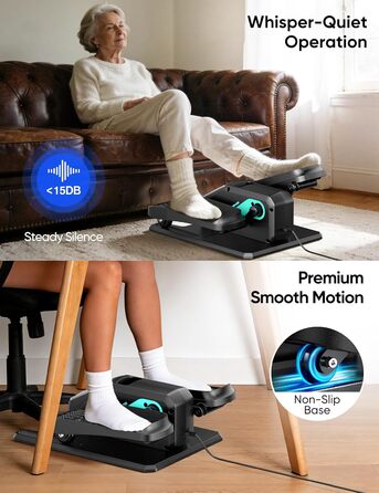 Еліптичний тренажер під стіл, тихий, моторний тренажер для ніг з інтелектуальним пультом керування, 12 швидкостей, ручні програми, Auto/3 автоматичні програми, LCD-дисплей