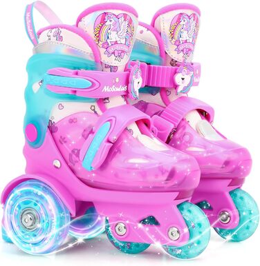 Дитячі ролики Kinder Einhorn для дівчаток та хлопчиків, з підсвічуванням, регульовані, 4 розміри, для початківців, подарунок