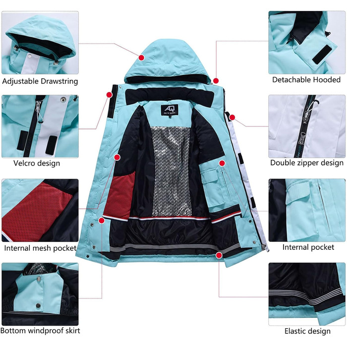 Комплект гірськолижний (куртка та штани) від ALSOGO: водонепроникний, знімний капюшон, для катання на лижах та сноуборді (XXL, TY133BluW, блакитний)