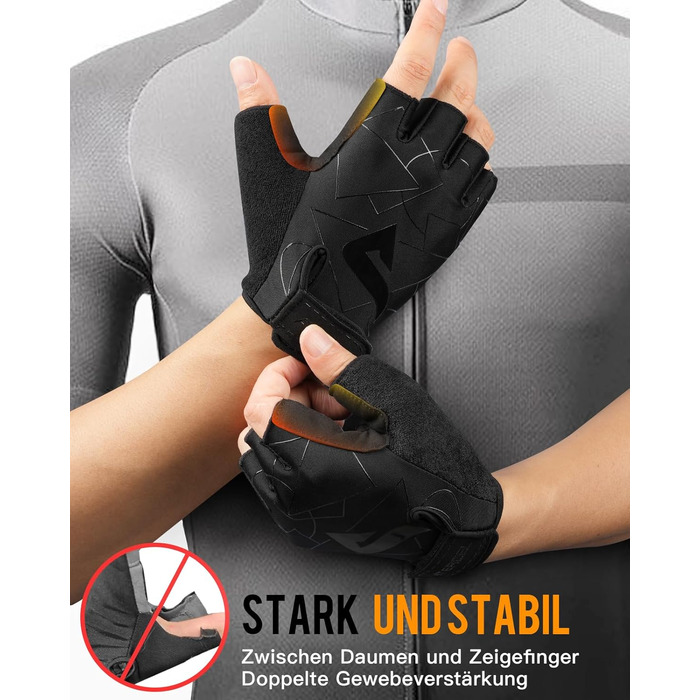 Велосипедні рукавички ATERCEL з відкритими пальцями для чоловіків та жінок - рукавички для MTB, їзди на велосипеді та фітнесу з SBR-подушками, чорний, розмір M