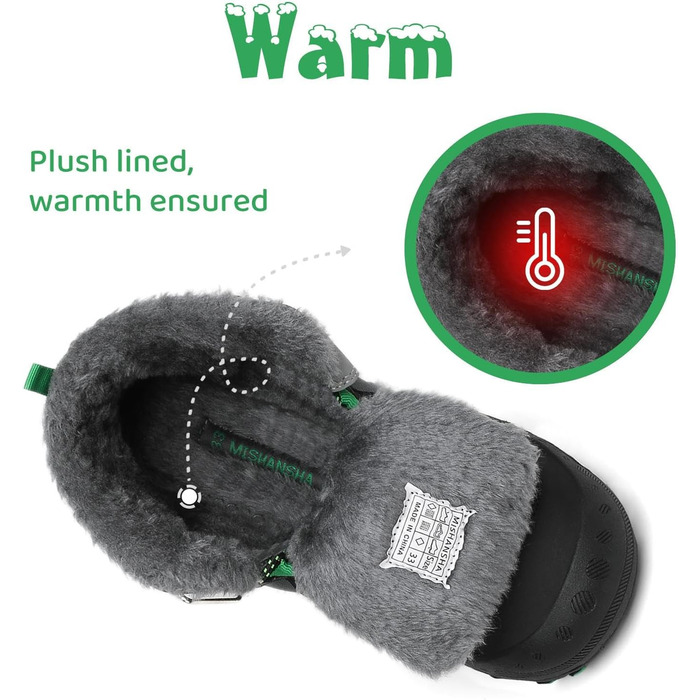 Дитячі зимові черевики Mishansha: теплі, водонепроникні, антиковзаючі, р.24-38 (EU 28), чорні