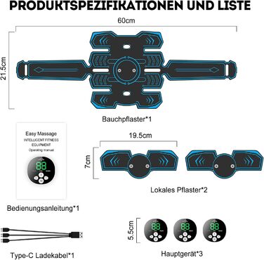 Електричний тренажер для пресу SOARFLY EMS, Unisex, USB-зарядка, 10 режимів, 39 інтенсивностей, для пресу, ніг, сідниць, рук