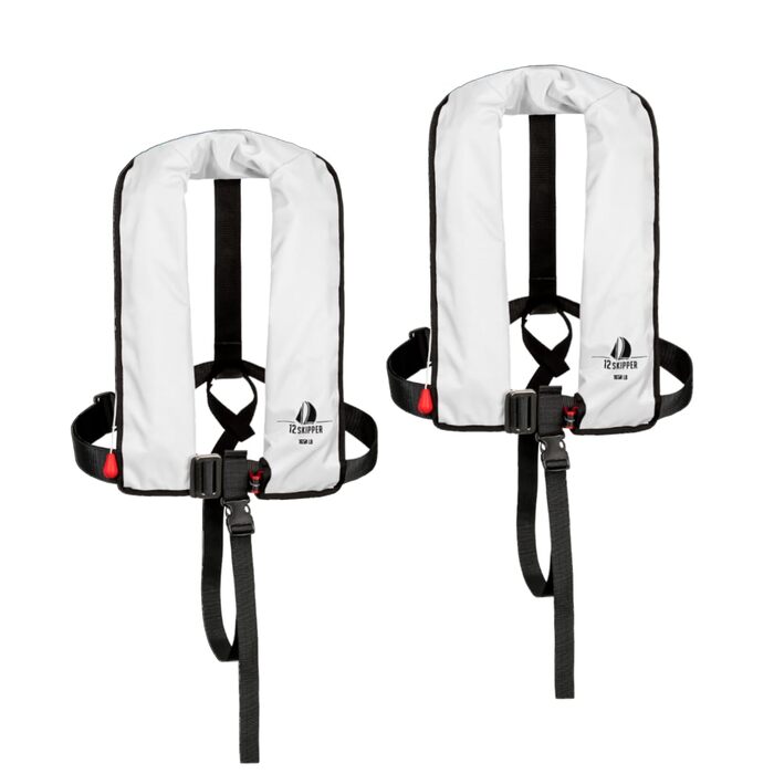 Набір з 2 рятувальних жилетів автоматичні 165N ISO з облямівкою (білі)