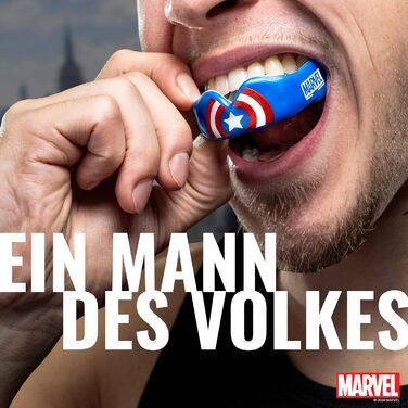 Захист для зубів Marvel Sport для дорослих та дітей. Захист ротової порожнини для контактних видів спорту: регбі, ММА, бойові мистецтва, кікбоксинг, дзюдо, хокей, бокс (молодь до 11 років), Captain America