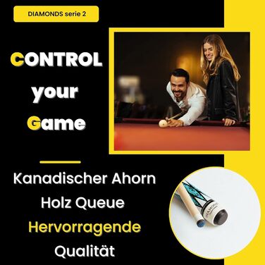 Більярдний кий ELITER SPORTS з масиву клена, набір 2 шт. – міцний та м'який для контролю і точності, оригінальний дизайн