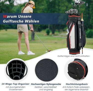 Сумка для гольфу FANTASK 14 відділень, чорна, 10.5'