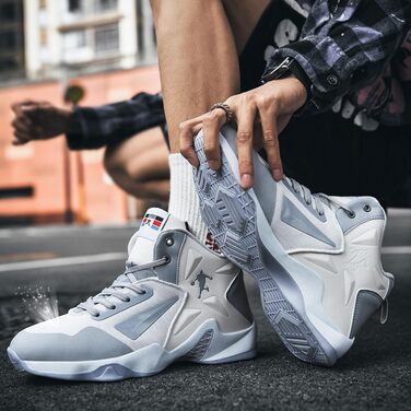 Баскетбольні кросівки High Top з антиковзким покриттям, легкі та зручні, розмір 43 EU, вузька колодка, білі