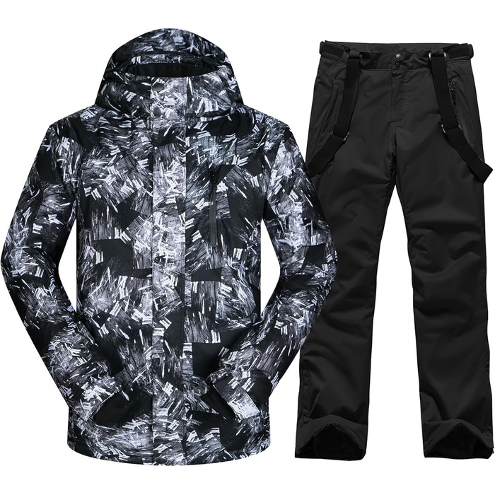 Чоловічий комплект гірськолижний: куртка та штани HOTIAN, комплект для сноуборду, чорний, XL, водонепроникний, вітронепроникний