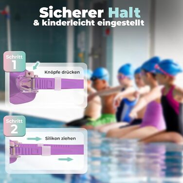 Дитячі окуляри для плавання Kidverse - Комфортні окуляри для дайвінгу для дітей 3-13 років з UV-захистом та антизапітнієвим покриттям - Окуляри для плавання для дівчаток та хлопчиків (фіолетово-рожеві)