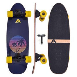 Apollo Surfskate Pro: Лонгборд для дорослих та дітей (Miami Sunset) | Круїзер для стрітсерфінгу, карвінгу та пампінгу | Якісна Surf Skate вісь