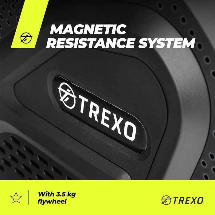 Гребний тренажер TREXO RM100 з магнітним опором, маховик 3,5 кг, стабільна конструкція, ергометр, чорний