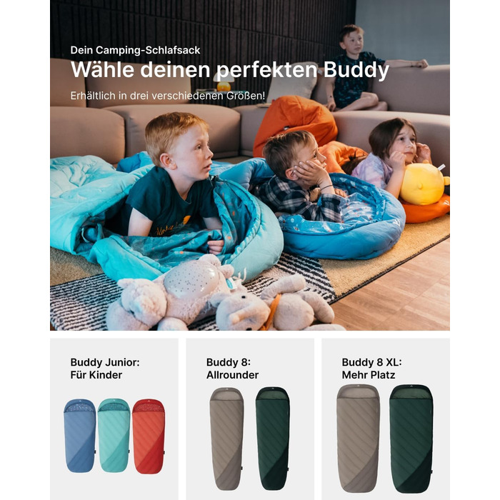 Спальник дитячий Qeedo Buddy Junior Camping 3 сезони (10-25°C) для хлопчиків та дівчаток до 140 см / 10 років Turtlemint
