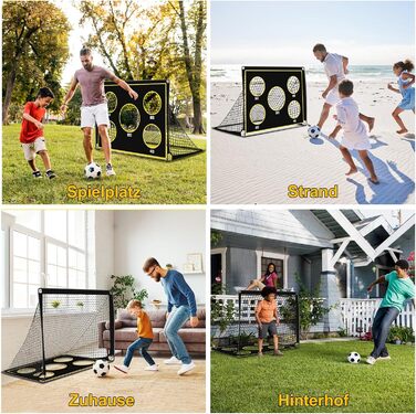 Дитячі ворота для футболу, 2-в-1 Pop-Up ворота, складані, для саду, на вулицю, з чохлом, 120x90 см, чорний
