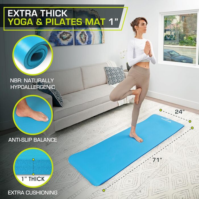 Килимок для йоги та пілатесу ProsourceFit Extra Thick (1', фіолетовий)