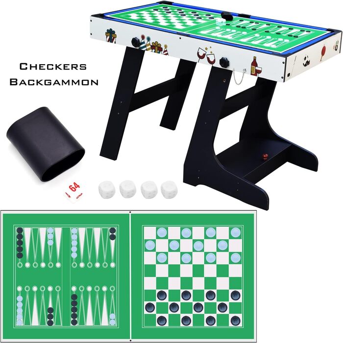 OYE 4FT 8-в-1 Складаний багатофункціональний ігровий стіл - пінг-понг, хокей на повітрі, більярд, настільний футбол, MDF