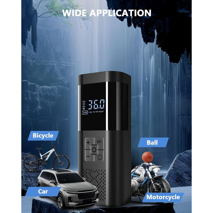 Електрична повітряна помпа SERVOMASTER з манометром, акумуляторна, 150 PSI, LED, для велосипеда, авто, мотоцикла