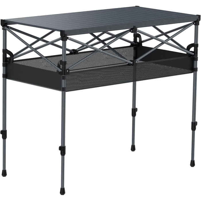 Складаний туристичний стіл FUNYKICH 82x40 см з регулюванням висоти (44/70 см), з сітчастою кишенькою, для пікніка, кемпінгу, BBQ, саду, партії. Розміри: 100x50x(70/87) см