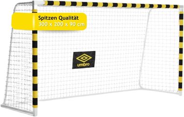 Ворота для футболу Umbro - великі, металеві, чорно-жовті, 300x200x90 см - для дітей та дорослих, для тренувань в приміщенні та на вулиці