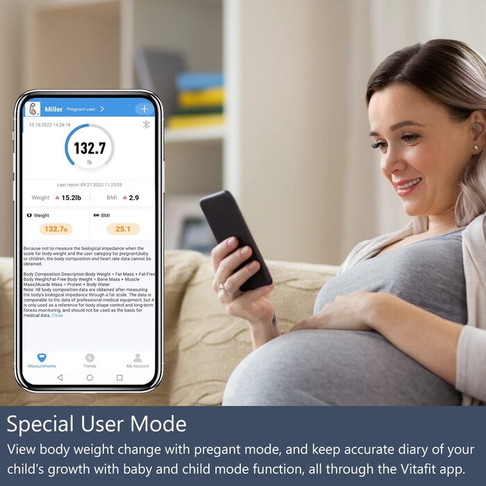 Ваги Vitafit Digital - персональні ваги з визначенням ваги та ІМТ, смарт-ваги з Bluetooth, антиковзаюча платформа, чорного кольору
