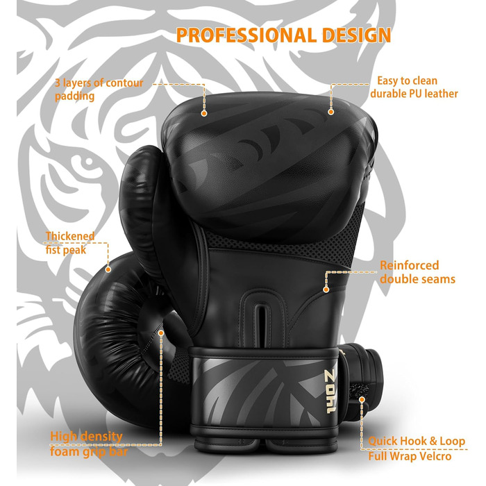 Боксерські рукавички Dripex з PU шкіри, 14 oz. Для боксу, ММА, спарингу, муай-тай, кікбоксингу. Підходять для чоловіків, жінок та підлітків.