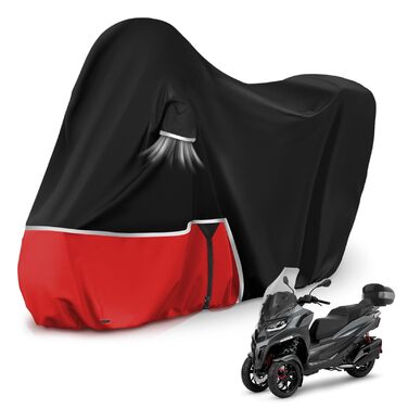 Водонепроникний чохол для мотоцикла Piaggio MP3 400/500 (з кофром), чорний та червоний, 420D Oxford