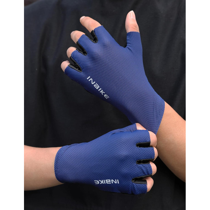 Велосипедні рукавички INBIKE для чоловіків Habfinger, літні, ударостійкі, дихаючі, світловідбиваючі, IHC220, Зелені (XXL, Синій)