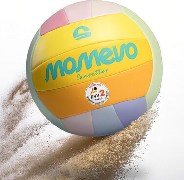 М'яч для волейболу Momevo Beachvolleyball, 2025, розмір 5, сертифікований DVV, м'яка поверхня, для пляжного волейболу, для активного відпочинку, як подарунок (тільки м'яч, кольори веселки)