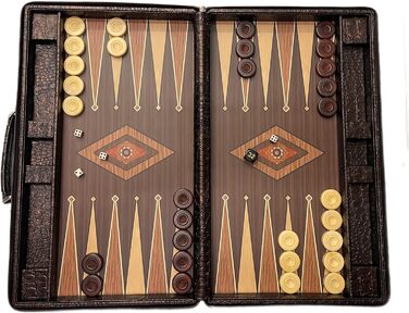 Набір для гри в бейсбол (табла), середній, для подорожей, Tric Trac, штучна шкіра, 44 x 27 см, білий, чорний, коричневий, світло-коричневий