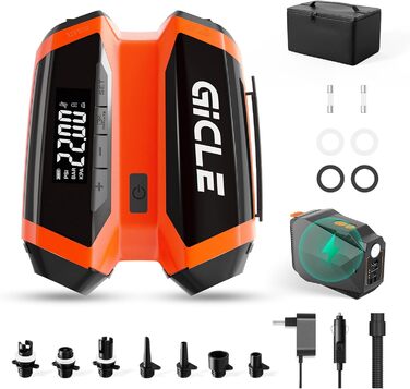 GICLE Електрична SUP-насос з акумулятором та портативним павербанком, 22 PSI, для SUP, човнів, наметів, каяків, перезаряджається (EU стандарт)