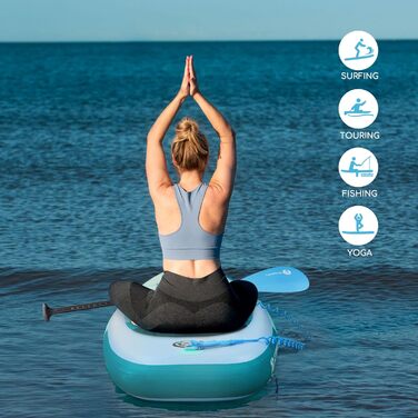 Надувна SUP-дошка Ridetofly SU01, комплект для веслування, йоги та риболовлі, синя, 27,7 x 81,3 x 15,2 см
