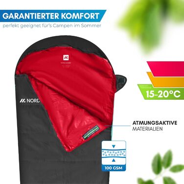 Сплячий мішок NORDMUT® для дорослих – компактний та ультралегкий (900/1500г) – на 3 сезони (250 г/м²) та літній (100 г/м²) – спальний мішок-кокон для кемпінгу, відпочинку на природі та фестивалів (сірий)